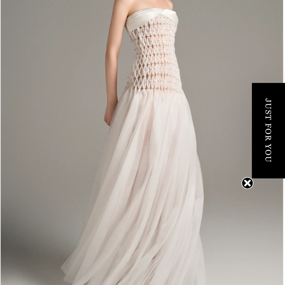 White satin and tulle dress